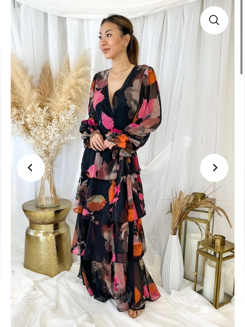Hutch Black Maxi Dress with Pink & Orange Floral